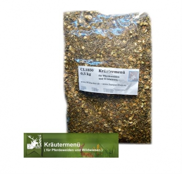 Kräutermenü - Beimischung für Pferdeweiden + Wildwiesen (500 g)